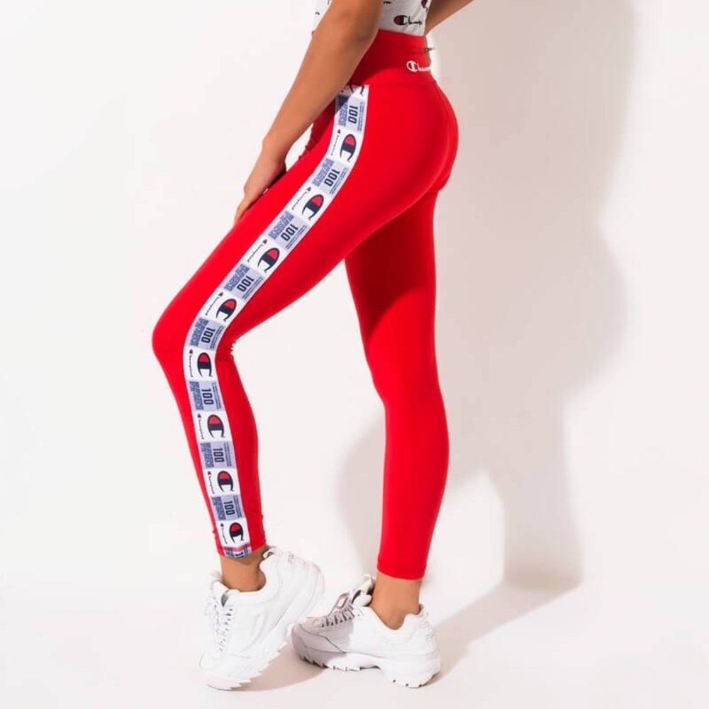 Champion red logo tape leggings